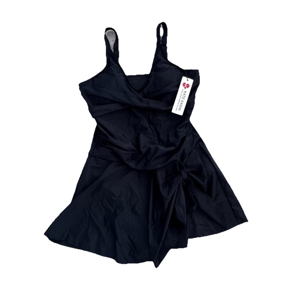 New Kate Kasin Black Bathingsuit Swimsuit Onepiece Dress L NWT Vaca Beach